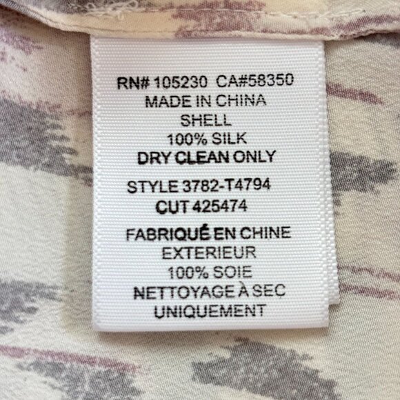 joie - 3/4 Sleeve Silk Blouse - Cream/Gray/Purple - Size XS - Picture 7 of 9